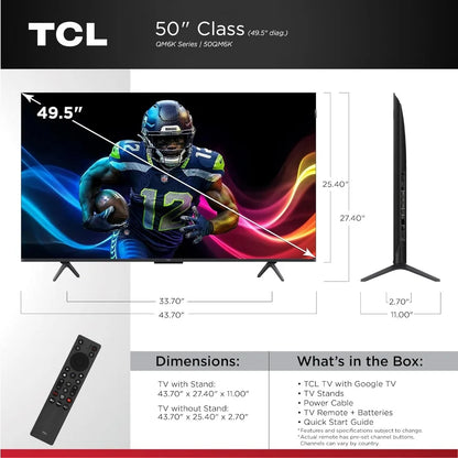 50 Inch Mini LED QLED 4K HDR Smart TV with 120-144HZ Refresh Rate, Dolby Atmos, and Gaming Features